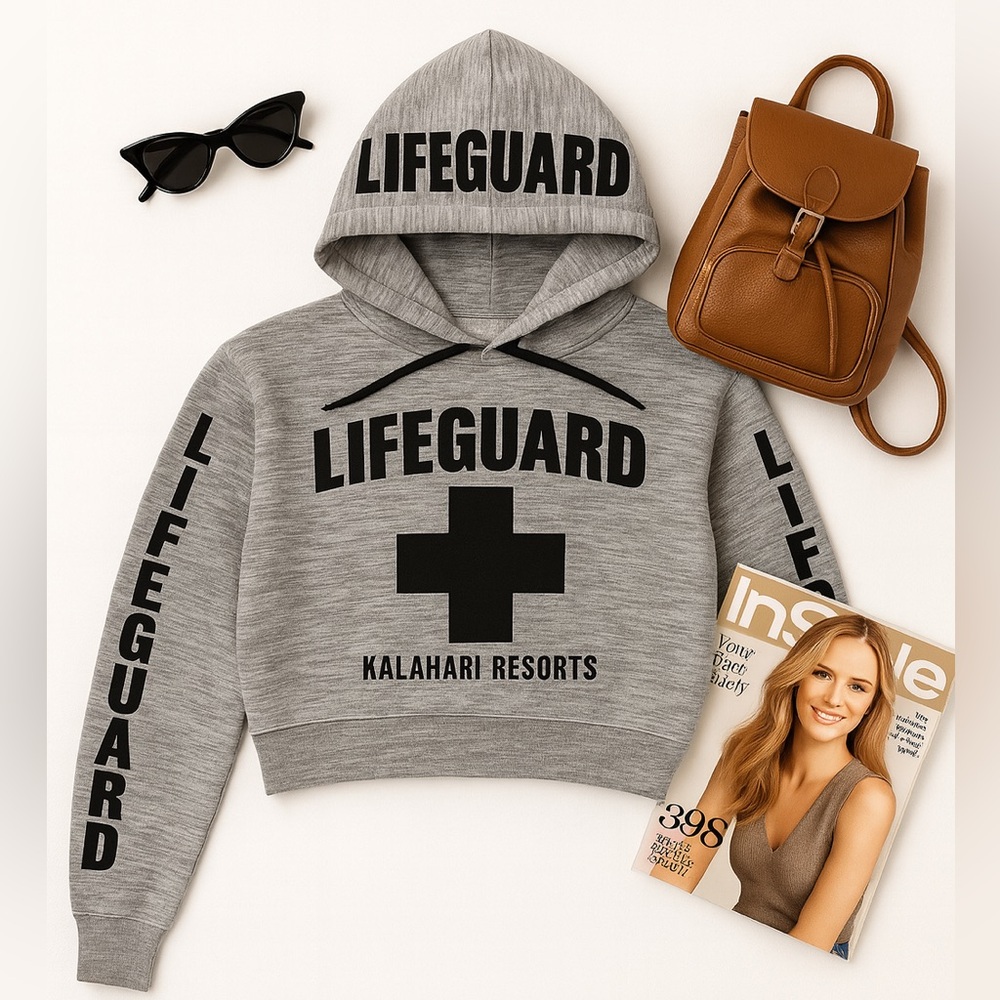 Pop Surf Lifeguard Cropped Hoodie – XL Gray Kalahari Resor